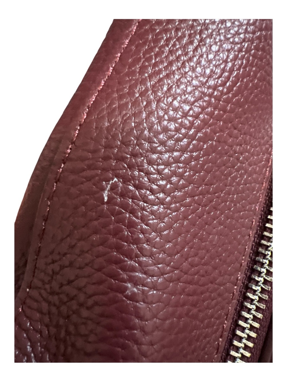 Befen Pebbled Leather Shoulder Bag in Burgundy Red - Picture 15 of 16